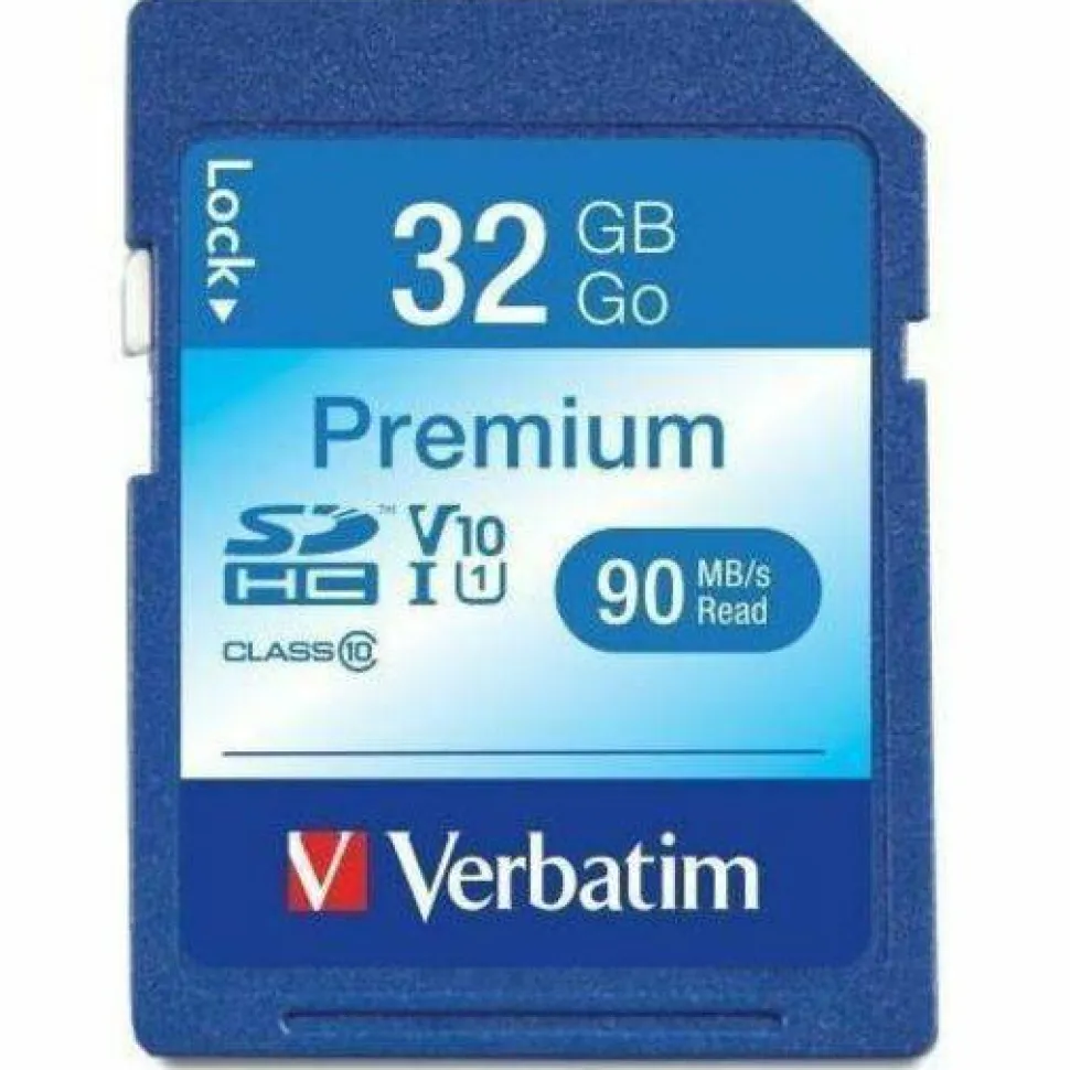 Verbatim 32GB Premium SDHC Memory Card, UHS-I V10 U1 Class 10, Up to 90MB/s Read Speed