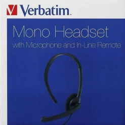 Verbatim Mono Headset with Microphone and In-Line Remote