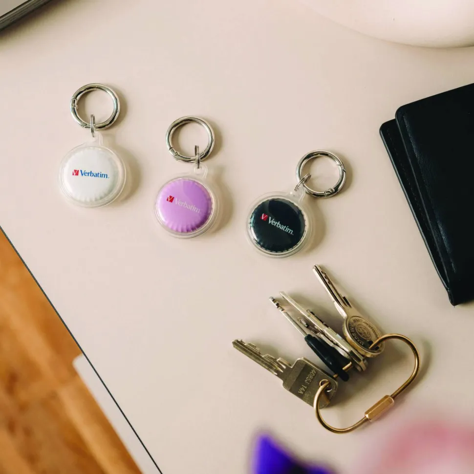 Verbatim My Finder Bluetooth Coin Tracker for Apple iOS, Black/Purple/White, 3/Pack