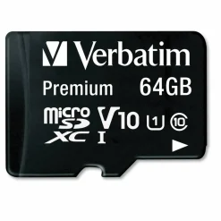 Verbatim Premium UHS-I Class 10 MicroSDXC Memory Card With Adapter, 64GB