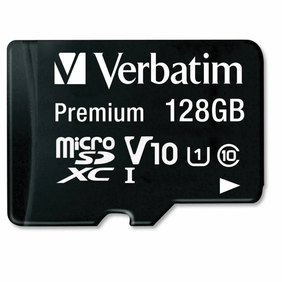 Verbatim Premium UHS-I Class 10 MicroSDXC Memory Card With Adapter, 128GB