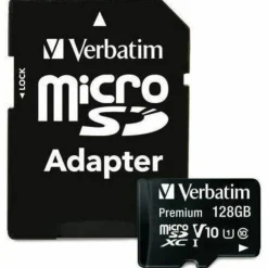 Verbatim Premium UHS-I Class 10 MicroSDXC Memory Card With Adapter, 128GB