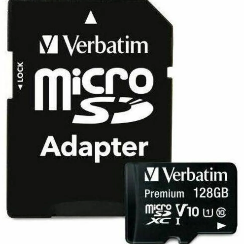 Verbatim Premium UHS-I Class 10 MicroSDXC Memory Card With Adapter, 128GB