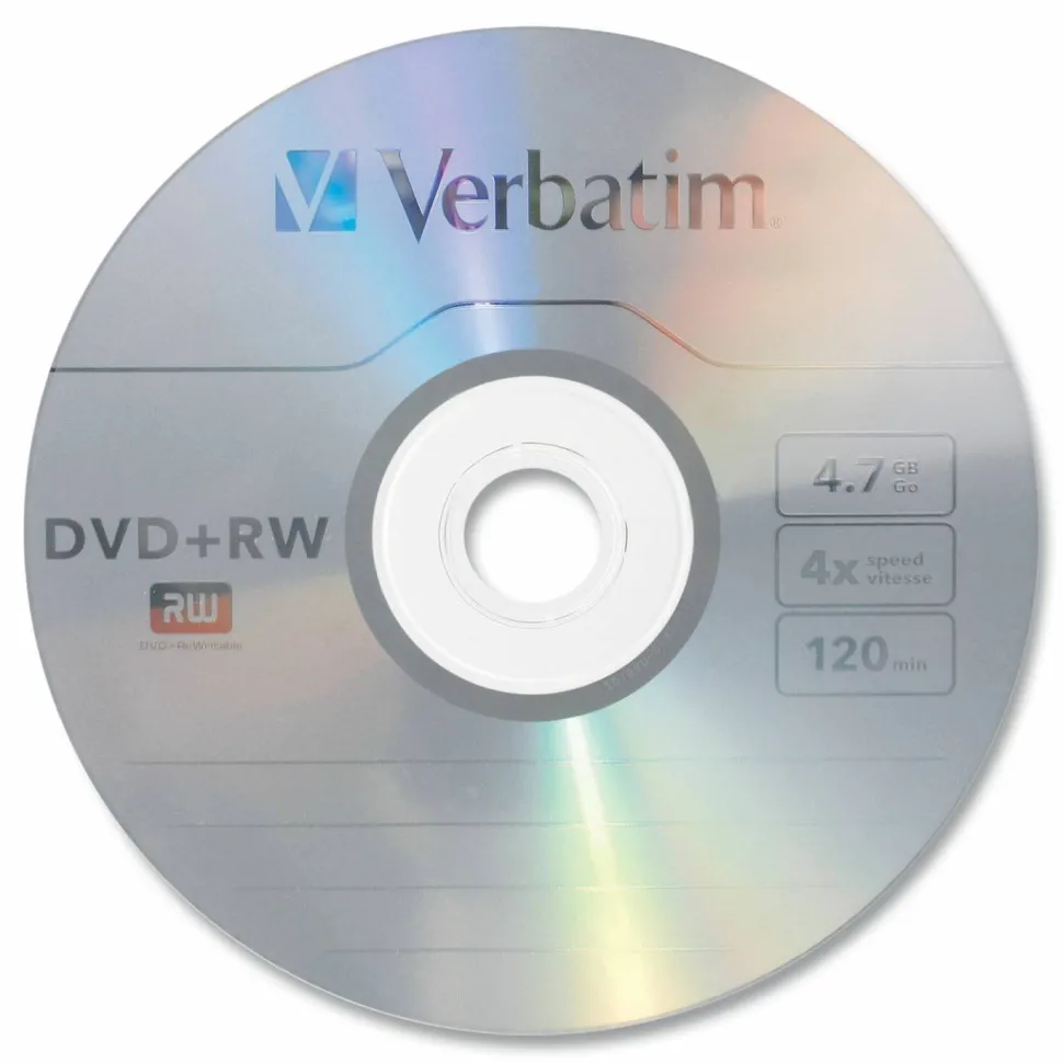 Verbatim QZ2776 DVD+RW Disc Spindle, Silver, Pack Of 10