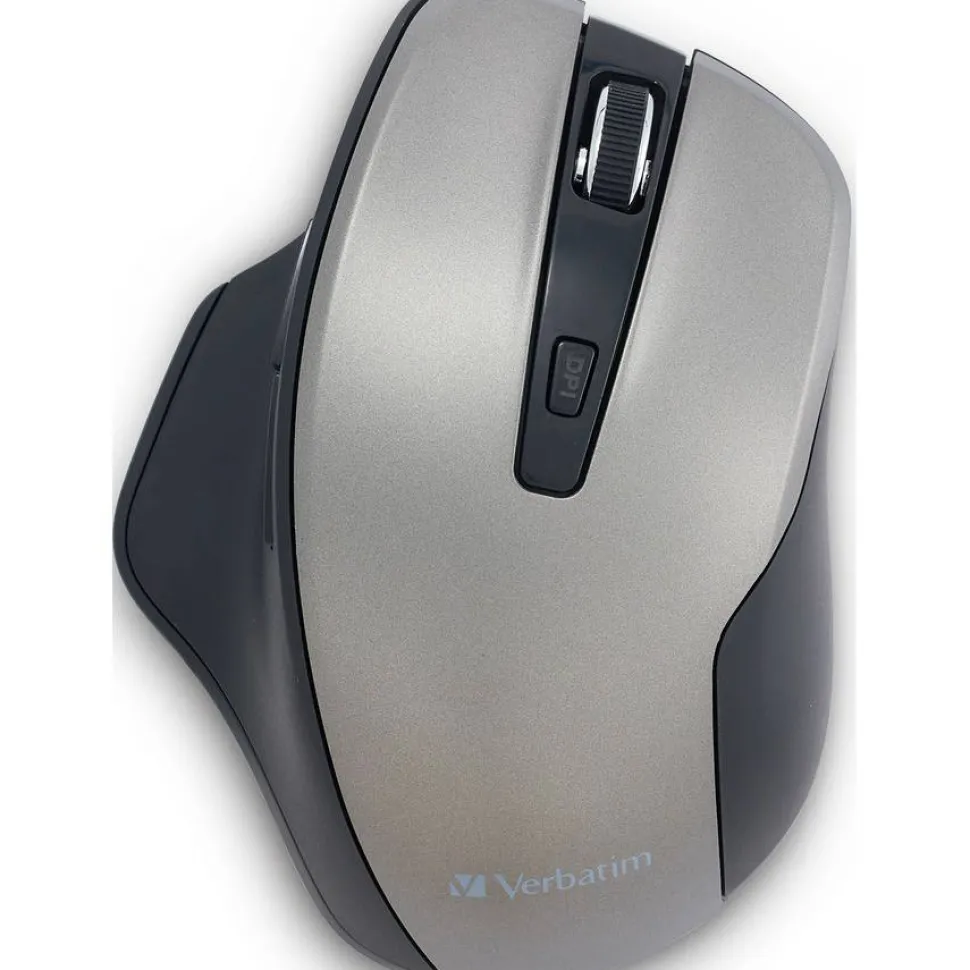 Verbatim Silent Ergonomic Wireless Blue LED Mouse - Graphite