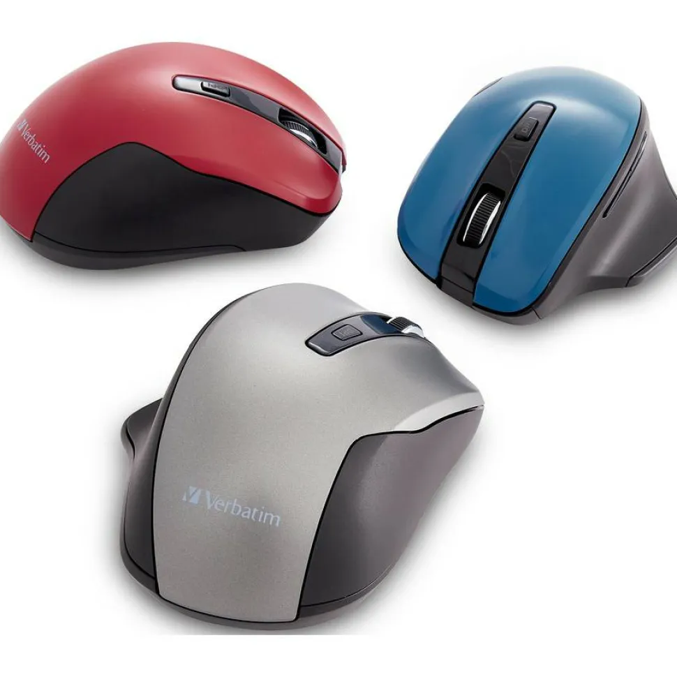 Verbatim Silent Ergonomic Wireless Blue LED Mouse - Graphite