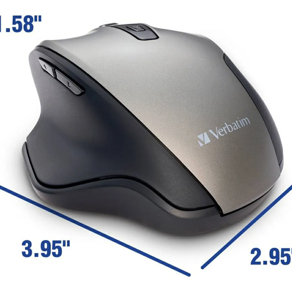Verbatim Silent Ergonomic Wireless Blue LED Mouse - Graphite