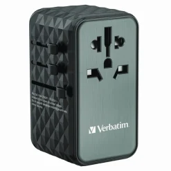 Verbatim UTA-06 Gan III Universal Travel Adapter, (2) USB-A/(2) USB-C/Quick Charge 4+