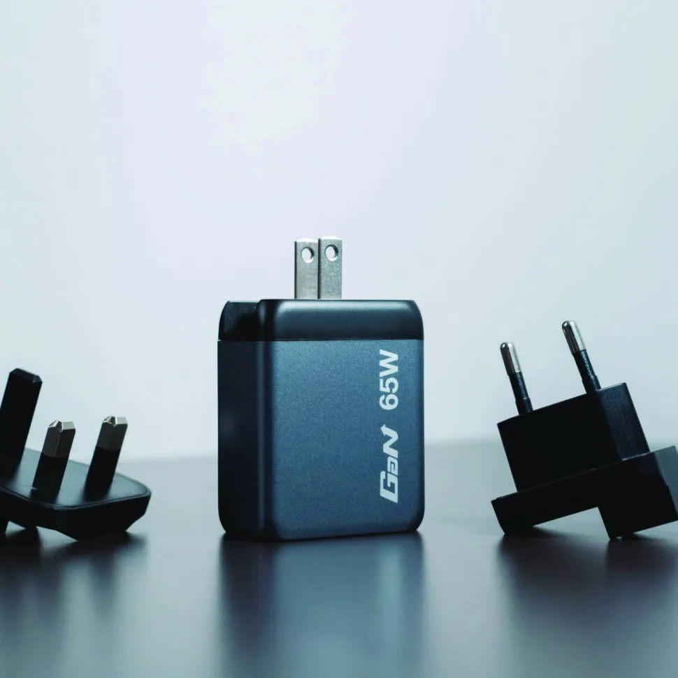 Verbatim 65 W 3-Port GaN Wall Charger, Black/Gray