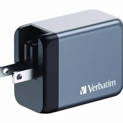 Verbatim 65 W 3-Port GaN Wall Charger, Black/Gray