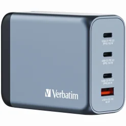 Verbatim 200 W 4-Port GaN Wall Charger, Black/Gray