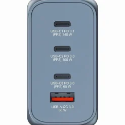 Verbatim 240 W 4-Port GaN Wall Charger, Black/Gray