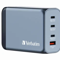 Verbatim 240 W 4-Port GaN Wall Charger, Black/Gray