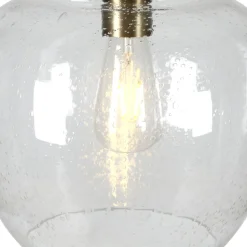 Verona Arc Floor Lamp with Glass Shade in Brass/Seeded