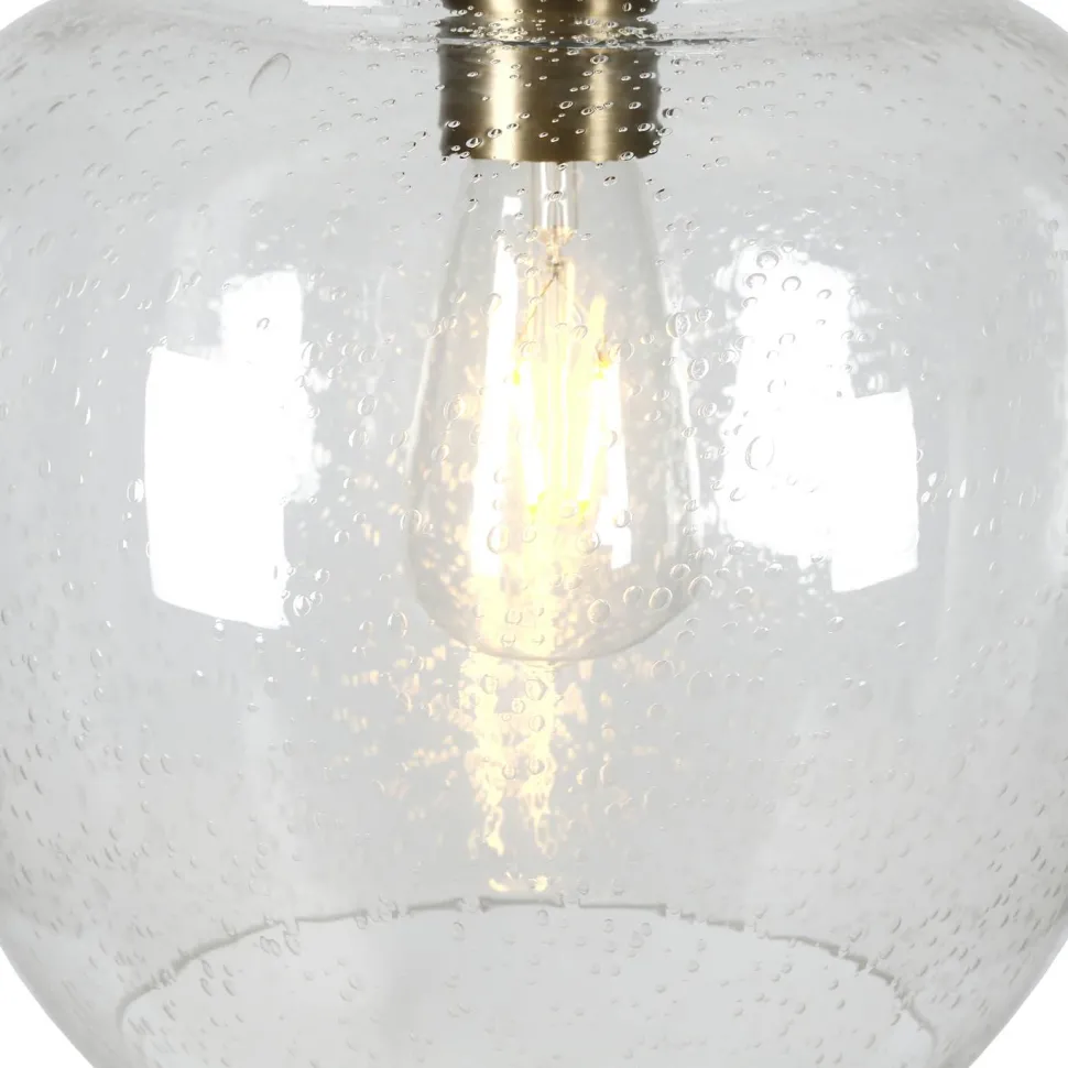 Verona Arc Floor Lamp with Glass Shade in Brass/Seeded