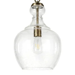 Verona 11" Wide Pendant with Glass Shade in Brass/Seeded