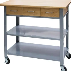 Vertiflex Countertop Serving Cart, Solid Wood, 34.3"W x 19"D x 35.5"H, Steel Frame, Assorted