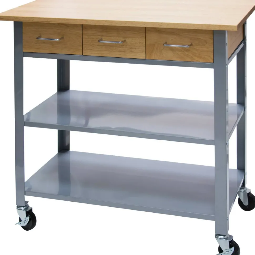 Vertiflex Countertop Serving Cart, Solid Wood, 34.3"W x 19"D x 35.5"H, Steel Frame, Assorted