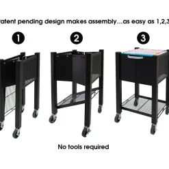 Vertiflex SmartWorx Steel Open-Top Filing Cart, 27 3/4"H x 15"W x 28 3/4"D, Black