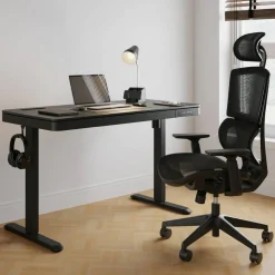 47” Vetra Electric Height-Adjustable Standing Desk, Black, BIFMA Compliant