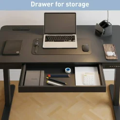 47” Vetra Electric Height-Adjustable Standing Desk, Black, BIFMA Compliant