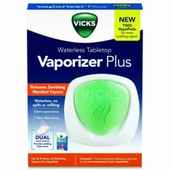 Vicks Waterless Tabletop Vaporizer Plus,1.9 x 5.3 x 7.5, White/Mint Green