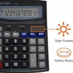 Victor 1190 Desktop Display Calculator, Black