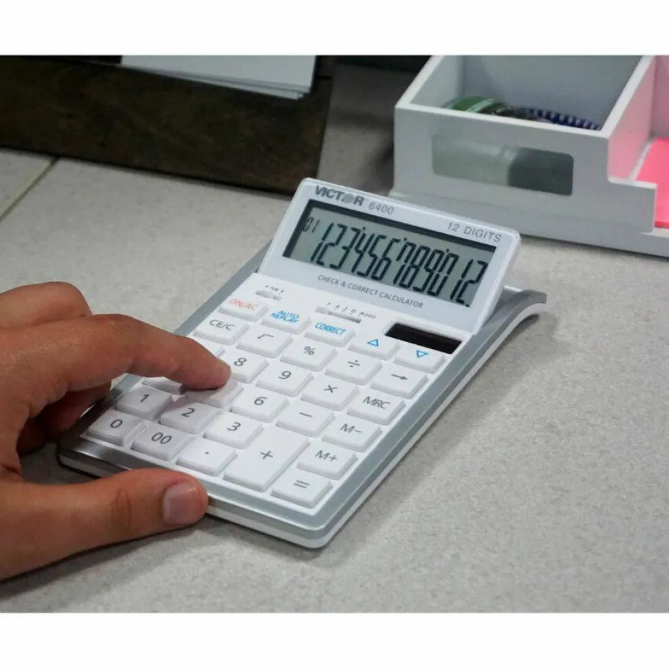 Victor 6400 12-Digit Desktop Calculator, White/Silver