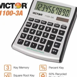 Victor 1100-3A Antimicrobial Compact Desktop Calculator, 10-Digit LCD