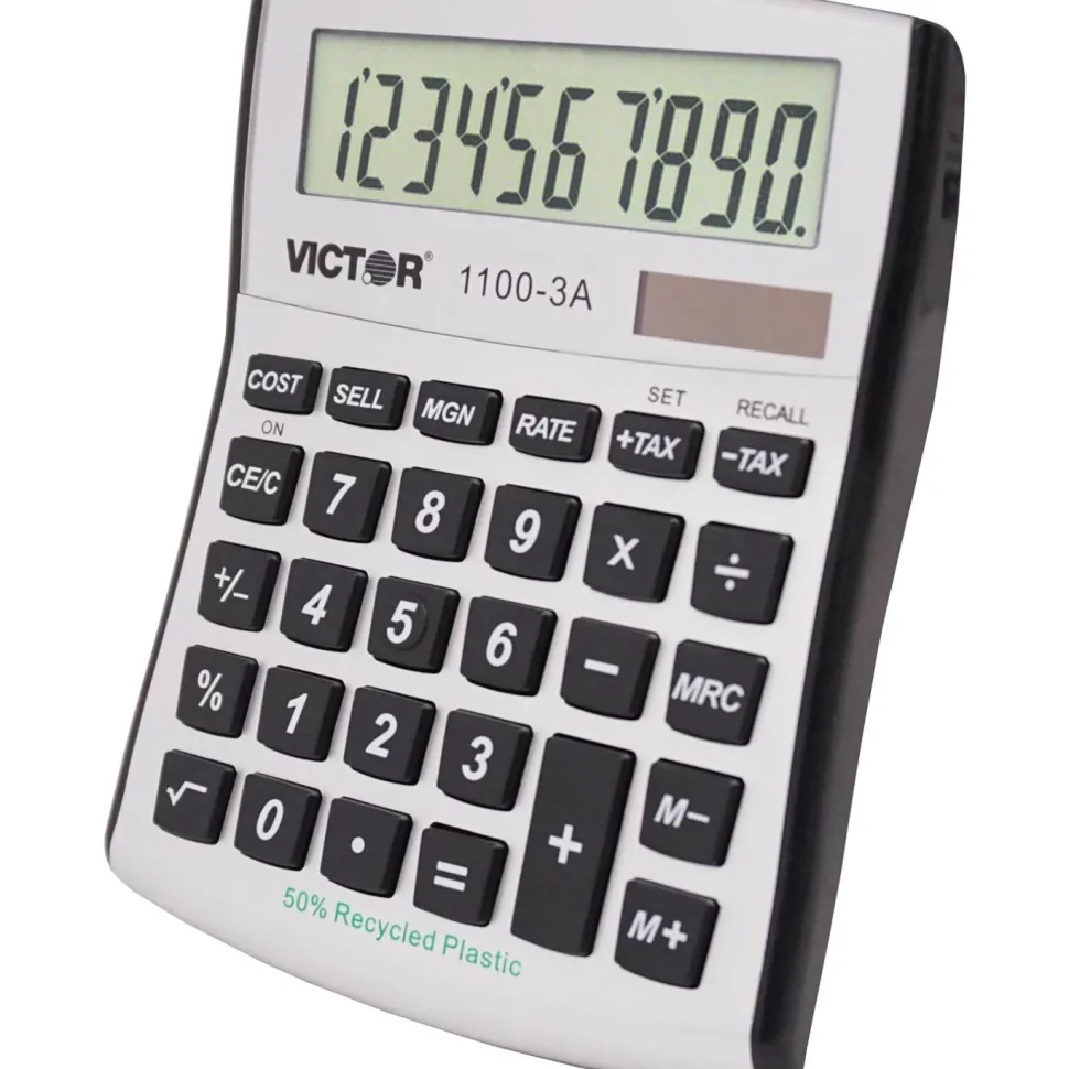 Victor 1100-3A Antimicrobial Compact Desktop Calculator, 10-Digit LCD