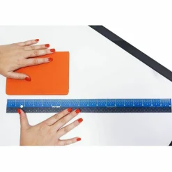 Victor Easy Read Stainless Steel Ruler, Standard/Metric, 18".25 Long, Blue
