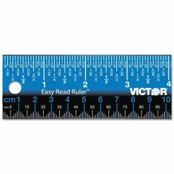 Victor Easy Read Stainless Steel Ruler, Standard/Metric, 12".5 Long, Blue