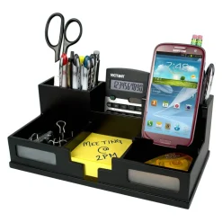 Victor Midnight Black Collection Desk Organizer With Smartphone Holder, 5 1/2