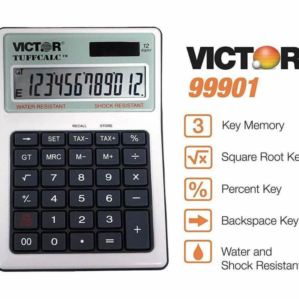 Victor TUFFCALC Desktop Calculator, White