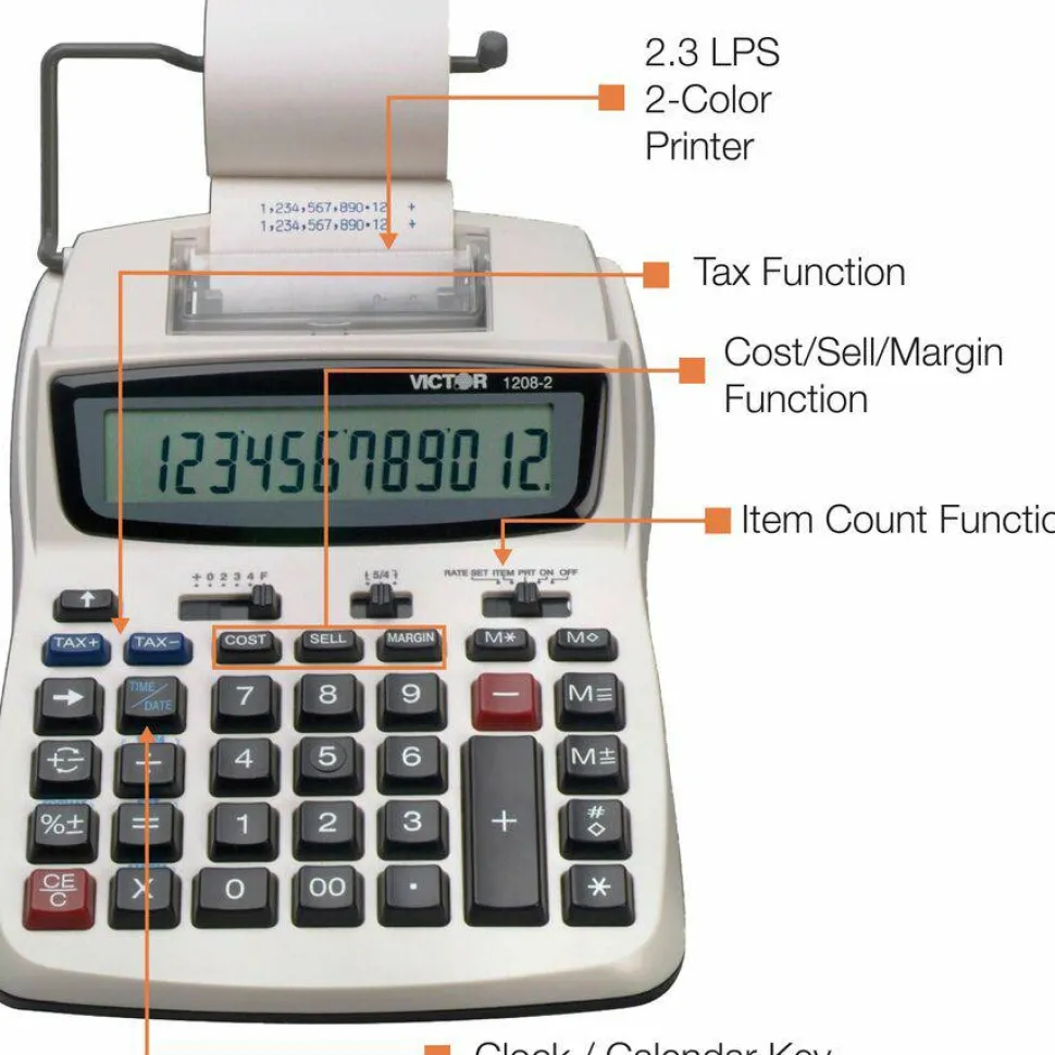 Victor 1208-2 Compact Commercial Printing Calculator