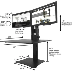 Victor High Rise Dual Monitor Standing Desk Workstation, 28