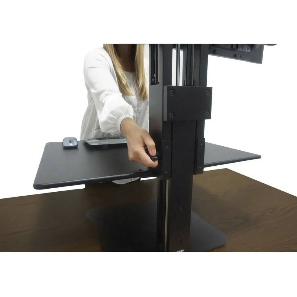 Victor High Rise Dual Monitor Standing Desk Workstation, 28" x 23" x 10.5" to 15.5", Black