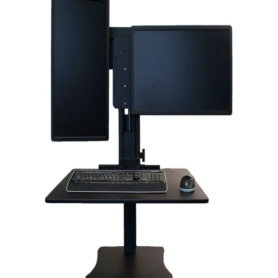 Victor High Rise Dual Monitor Standing Desk Workstation, 28" x 23" x 10.5" to 15.5", Black