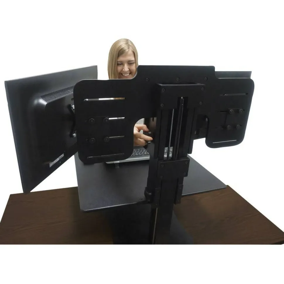 Victor High Rise Dual Monitor Standing Desk Workstation, 28" x 23" x 10.5" to 15.5", Black