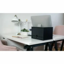 Victor Midnight Black Collection Desktop Organizer, 5 Compartments, MDF, 13.3 x 10.5 x 9.4, Black