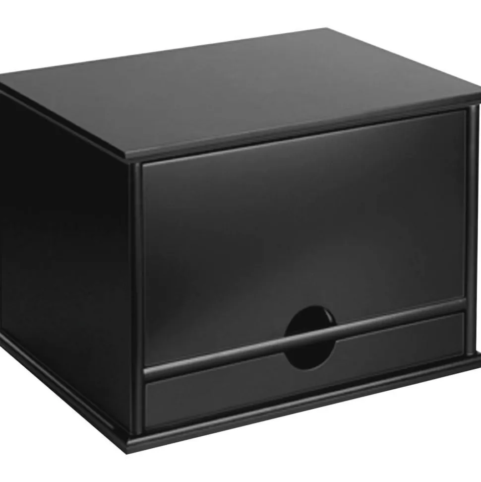 Victor Midnight Black Collection Desktop Organizer, 5 Compartments, MDF, 13.3 x 10.5 x 9.4, Black