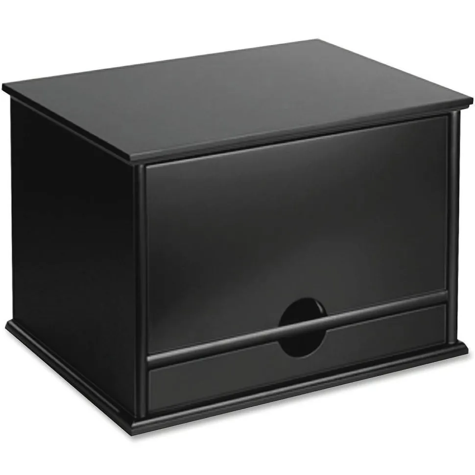 Victor Midnight Black Collection Desktop Organizer, 5 Compartments, MDF, 13.3 x 10.5 x 9.4, Black