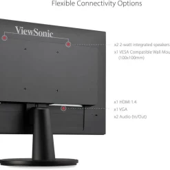 ViewSonic VA2247-MH 22 Inch 1080p Monitor, 100Hz Refresh Rate with FreeSync for Smooth Workflows, Ultra-Thin Bezels, HDMI, and VGA Inputs