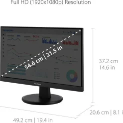 ViewSonic VA2247-MH 22 Inch 1080p Monitor, 100Hz Refresh Rate with FreeSync for Smooth Workflows, Ultra-Thin Bezels, HDMI, and VGA Inputs