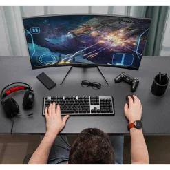 ViewSonic VX2718-PC-MHD 27 Inch 1080p Curved Gaming Monitor, 200Hz and 1ms for Smooth Gameplay, FreeSync Premium and Eye Care Technology, HDMI, and DisplayPort Inputs