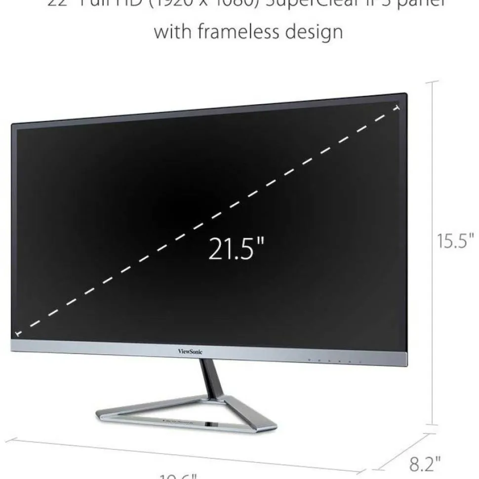 ViewSonic VX2276-SMHD 22 Inch 1080p Monitor, IPS Display with Ultra-Thin Bezels and Eye Care Technology for Home and Office Entertainment, DisplayPort for Daisy Chain, HDMI, and VGA Inputs