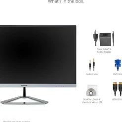 ViewSonic VX2276-SMHD 22 Inch 1080p Monitor, IPS Display with Ultra-Thin Bezels and Eye Care Technology for Home and Office Entertainment, DisplayPort for Daisy Chain, HDMI, and VGA Inputs