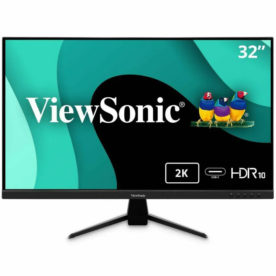 ViewSonic VX3267U-2K 32 Inch 1440p Monitor, IPS Display with 65W USB-C and HDR10 for Ultimate Home Entertainment, Eye Care Technology, Ultra-Thin Bezels, HDMI, and DisplayPort Inputs