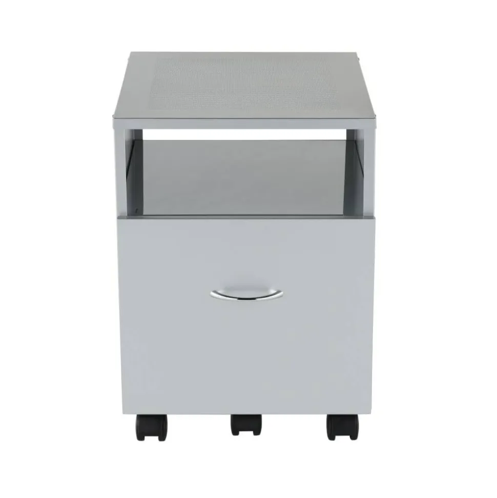 Vista 20"D Metal Mobile File Storage Cart, Silver