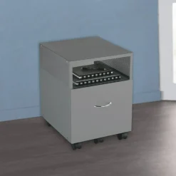 Vista 20"D Metal Mobile File Storage Cart, Silver